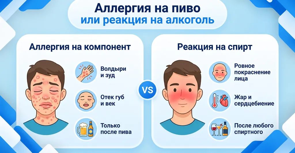 Аллергия или реакция на сам алкоголь