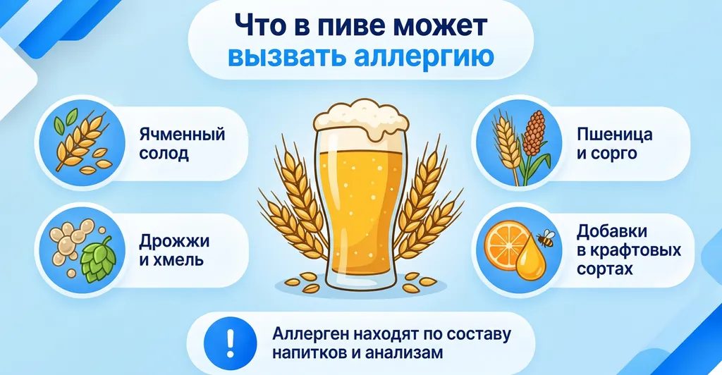 Почему возникает аллергия на пиво: что в напитке становится аллергеном